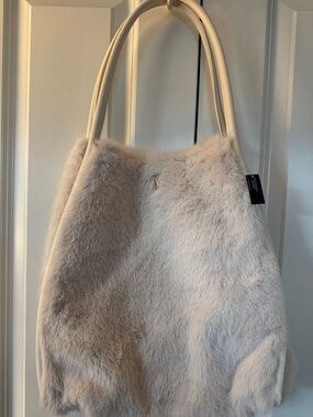 Victoria's Secret Faux Fur Tote Bag  with Cream Handles